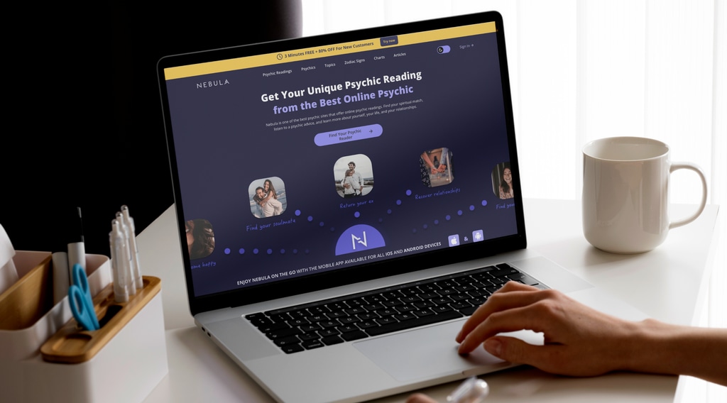 woman accessing Nebula website on laptop