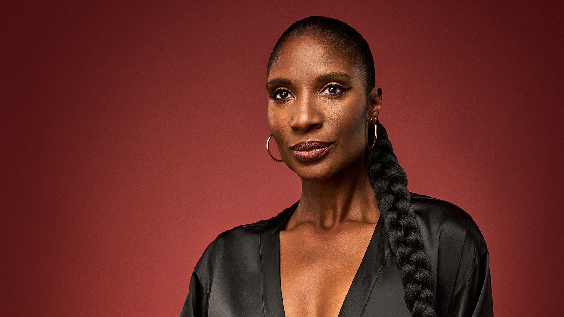 denise lewis in a silky robe 