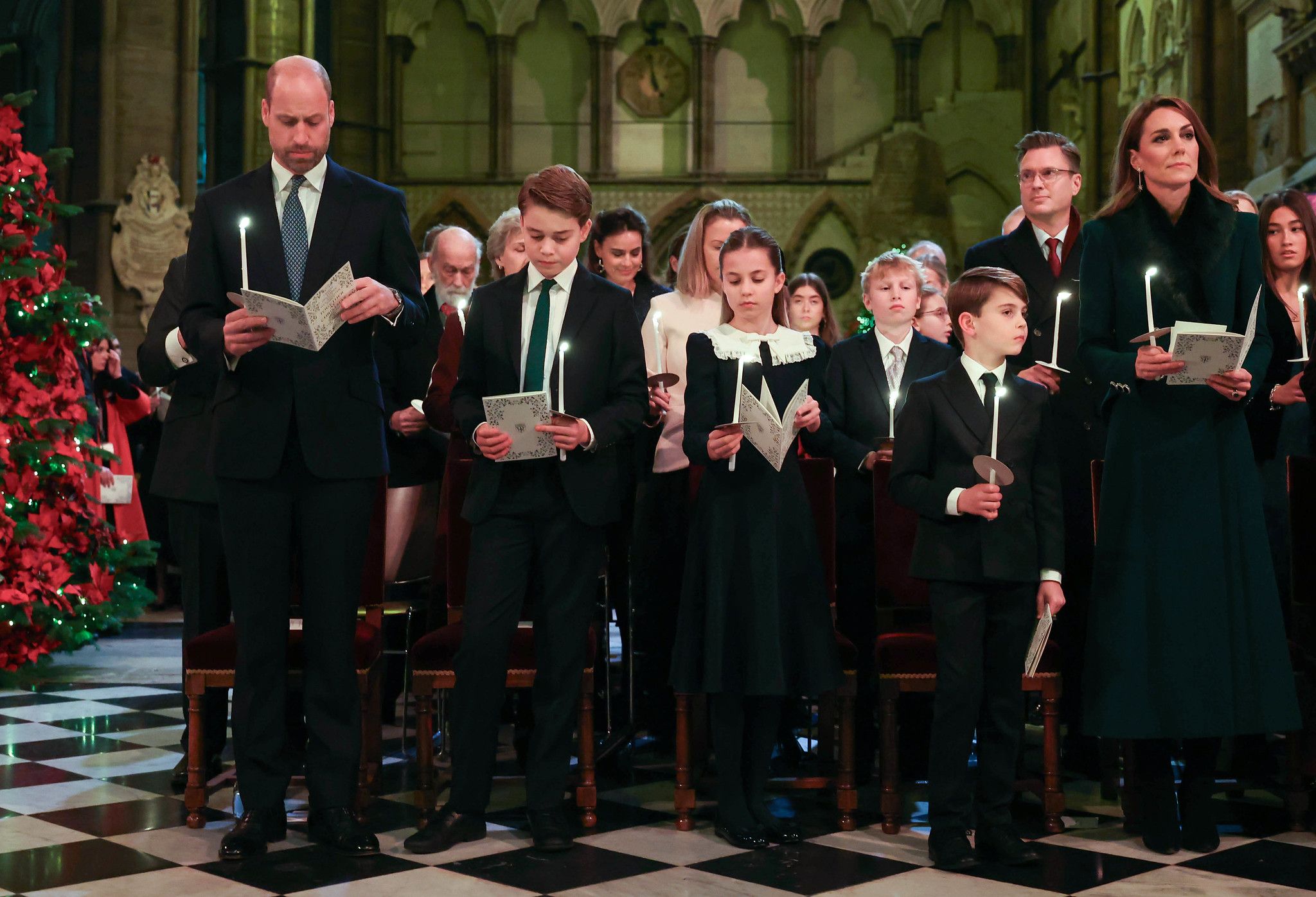 Prince William, Prince George, Princess Charlotte, Prince Louis and Kate Middleton at a carol concert