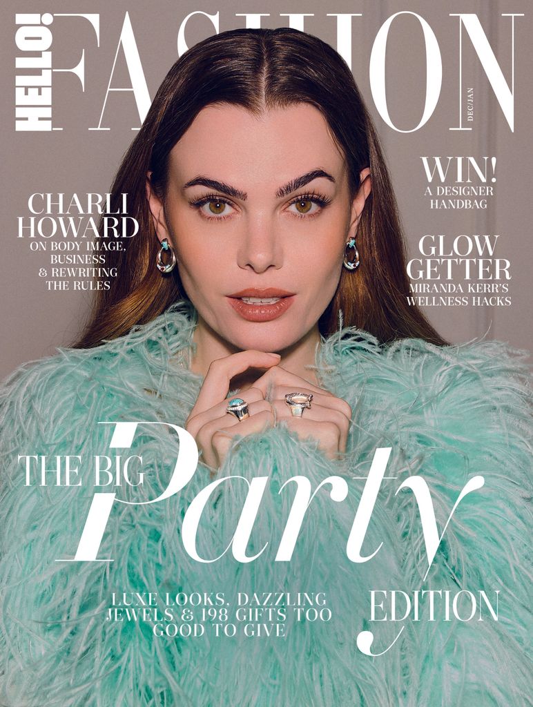 Hello Fashion new cover featuring Charlie Howard wearing a teal fur coat