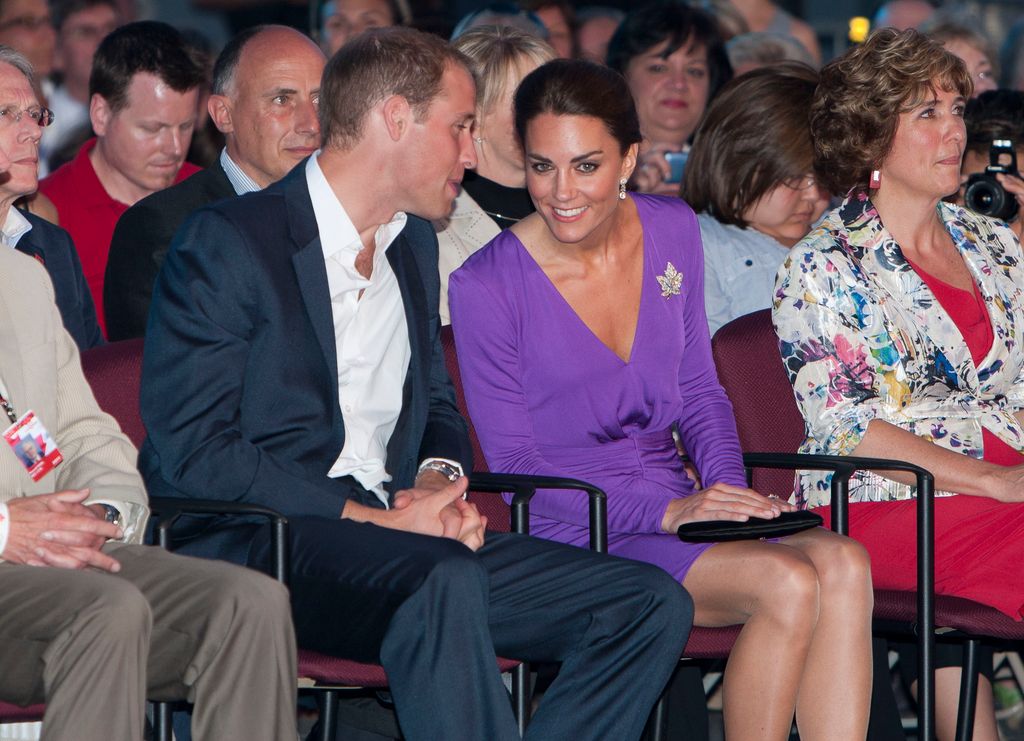 Kate Middleton wearing a purple Issa dress during the Royal Couple's North American Tour on July 1, 2011 in Ottawa, Canada.  