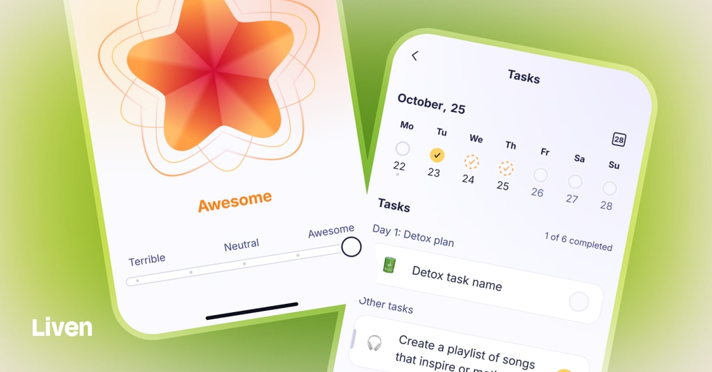 Phones with Liven app on screen